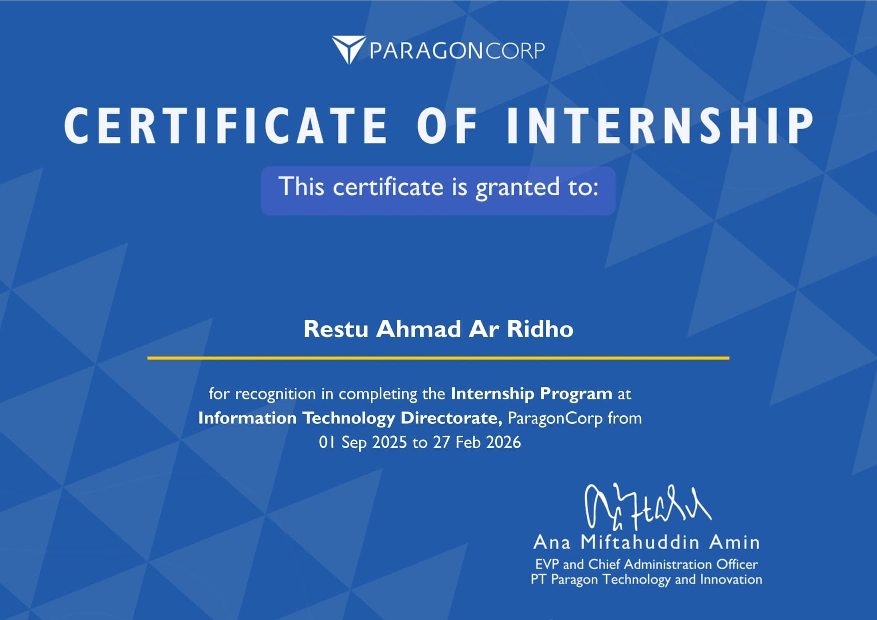 PT Paragon Technology and Innovation - Software Engineer Intern 1